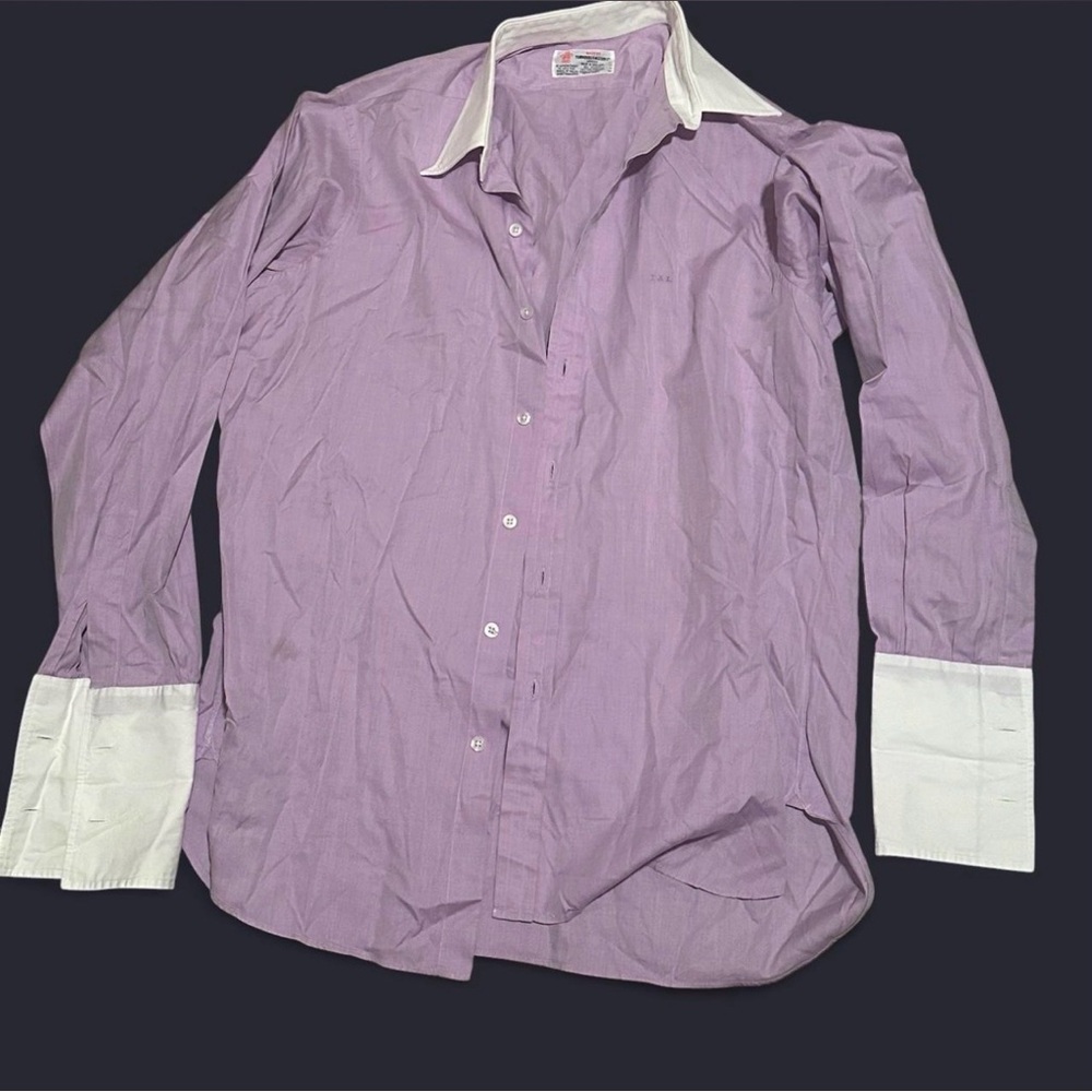 Turnbull & Asser premium fabrics lavender and white button down shirt
